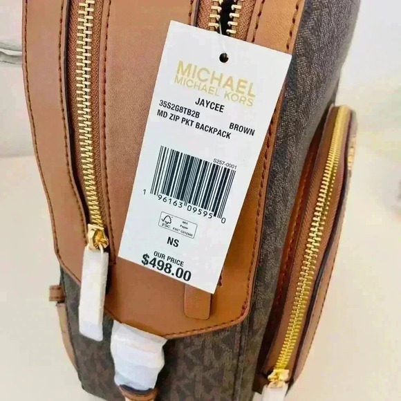 NWT Michael Kors Jaycee Medium Zip Pocket Backpack Brown - Picture 9 of 10